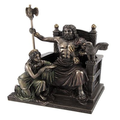 Things2Die4 Bronzed Zeus and Hera at The Throne Statue with Colored Accents