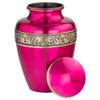 Sapphire Pink Brass Cremation Urn for Ashes, Brass, Pink Urn, Adult Sized Cremation Urn, 9.75 Inches High view 2