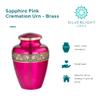 Sapphire Pink Brass Cremation Urn for Ashes, Brass, Pink Urn, Adult Sized Cremation Urn, 9.75 Inches High view 3