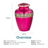 Sapphire Pink Brass Cremation Urn for Ashes, Brass, Pink Urn, Adult Sized Cremation Urn, 9.75 Inches High view 4