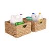 Seville Classics Premium Natural Handwoven Portable Laundry Bin Basket with Carrying Handles, Household Storage for Clothes, Linens, Sheets, Toys, Natural Water Hyacinth, Rectangular (2-Pack) view 3
