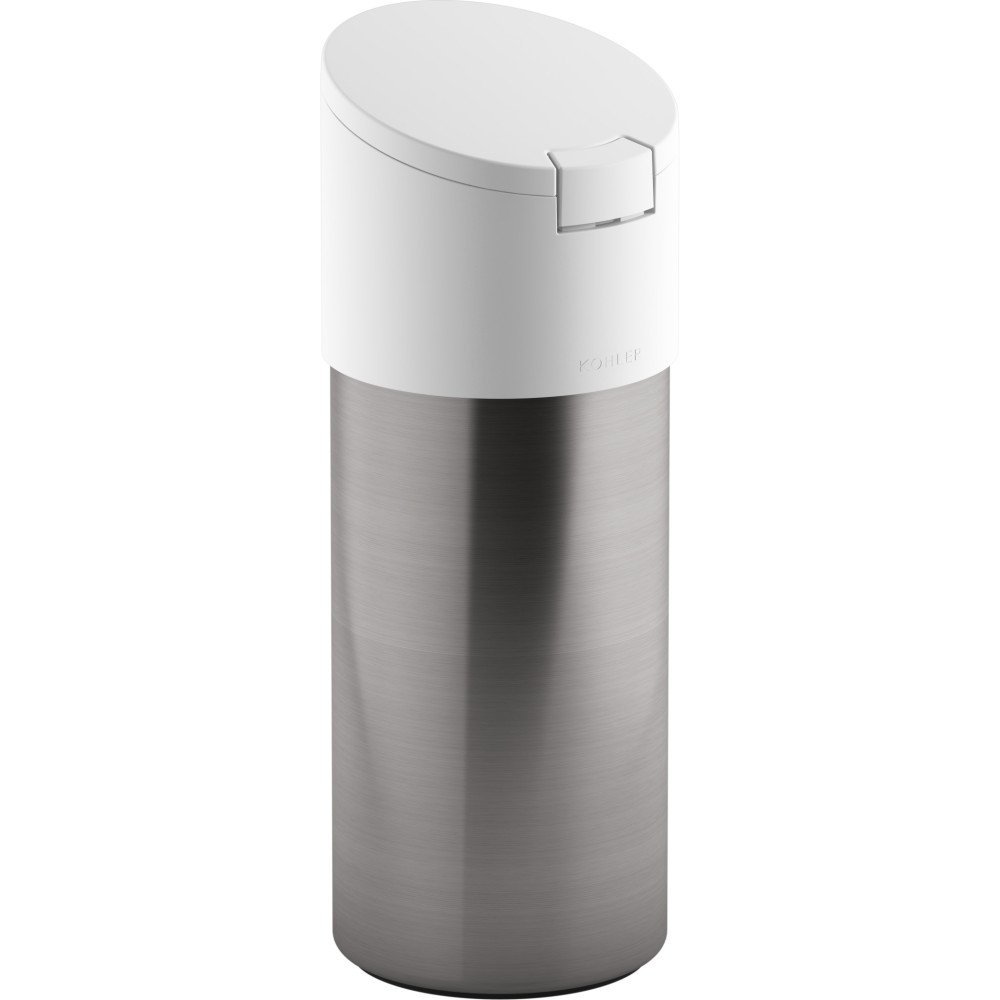 Kohler Disinfecting Dispenser (Wipes not Included), Stainless Steel Canister with Easy One Touch Lid, 4 x 4 x 10.75, White