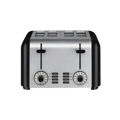 Cuisinart 4 Slice Toaster, Compact Toaster for Toast, Bagels, Defrost, Reheat & More, Stainless Steel/Black, CPT-340P1