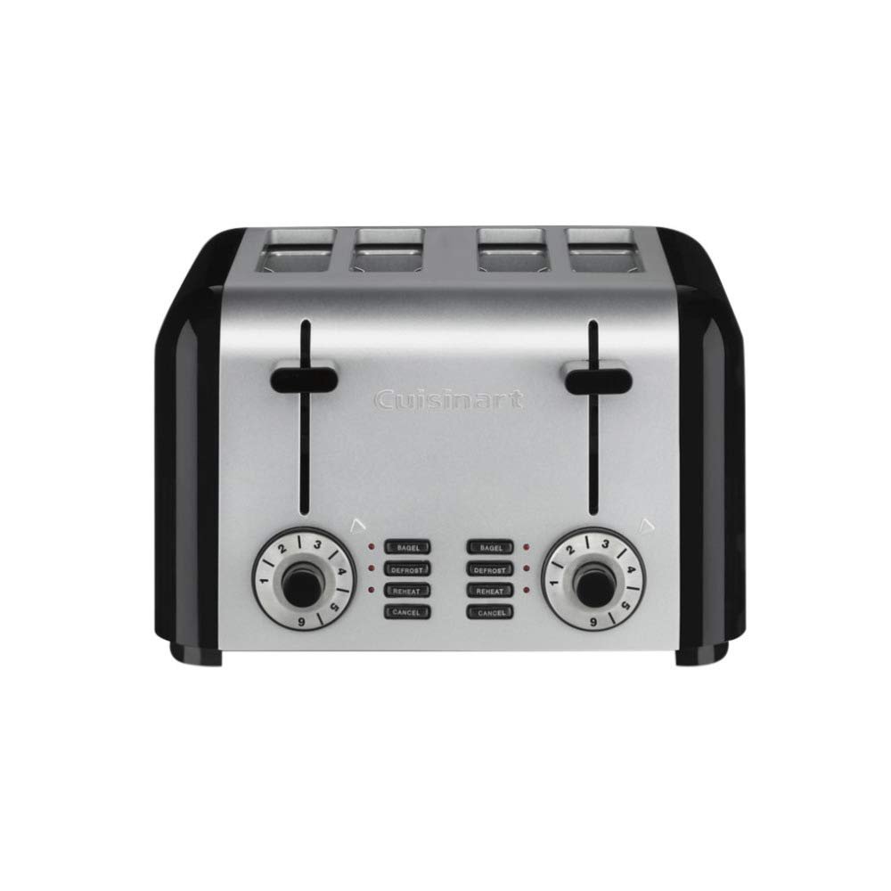 Cuisinart 4 Slice Toaster, Compact Toaster for Toast, Bagels, Defrost, Reheat & More, Stainless Steel/Black, CPT-340P1