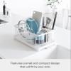 YAMAZAKI Home Tower Wire Dish Drainer Rack with Removable Drainer Tray with Drainage Spout, Utensils Holder - Steel - view 3
