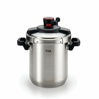 T-fal Clipso Stainless Steel Pressure Cooker, 8 Quart, Recipe Book, Steam Basket, Easy-Open Lid, Secure Locking System, Adjustable Pressure Valve, Induction Cookware, Pots and Pans, Kitchen, Silver