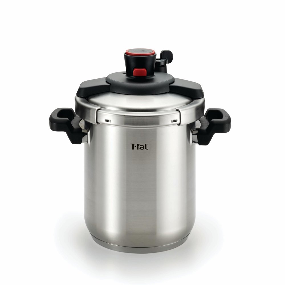T-fal Clipso Stainless Steel Pressure Cooker, 8 Quart, Recipe Book, Steam Basket, Easy-Open Lid, Secure Locking System, Adjustable Pressure Valve, Induction Cookware, Pots and Pans, Kitchen, Silver