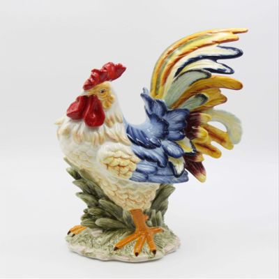 StealStreet SS-CG-31980 15.75" Porcelain Painted Colorful Rooster Bird Figurine Statue