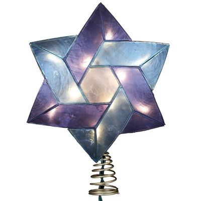 Kurt Adler 10-Light Star of David Capiz Colored Christmas Treetop, 8.5-Inch