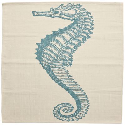 Thomas Paul Cotton Seahorse Bath Mat, 24 by 36-Inch, Aqua