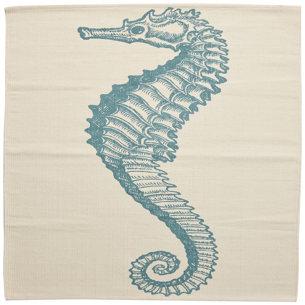 Thomas Paul Cotton Seahorse Bath Mat, 24 by 36-Inch, Aqua