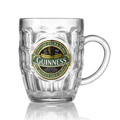 Guinness Green Collection Dimpled Tankard - Large Glass Beer Mug