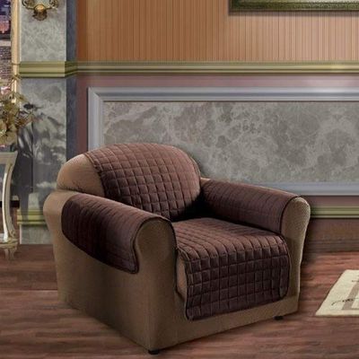 Elegance Linen Quilted Pet Dog Children Kids - Furniture Protector- Microfiber Slip Cover Chocolate Chair