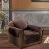 Elegance Linen Quilted Pet Dog Children Kids - Furniture Protector- Microfiber Slip Cover Chocolate Chair view 1