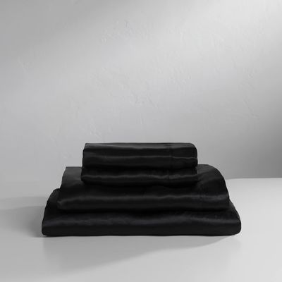 Baltic Linen Satin Luxury Sheet Set Cal King Black 4-Piece Set