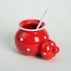 123Arts Ceramics Dot Sugar Salt Pepper Storage Jar Seasoning Pot with Lid And Spoon view 2