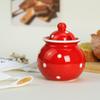 123Arts Ceramics Dot Sugar Salt Pepper Storage Jar Seasoning Pot with Lid And Spoon view 3
