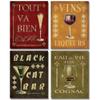WallsThatSpeak 4 Vintage Martini Wine Cocktail French Art Deco Prints Retro Bar Posters, 11 x 14-Inch, Red/Black/Green/Gold view 1