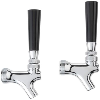 Bev Rite Beer Faucet and 4-Inch Shank Kit with Black Handle (2 Pack), Chrome