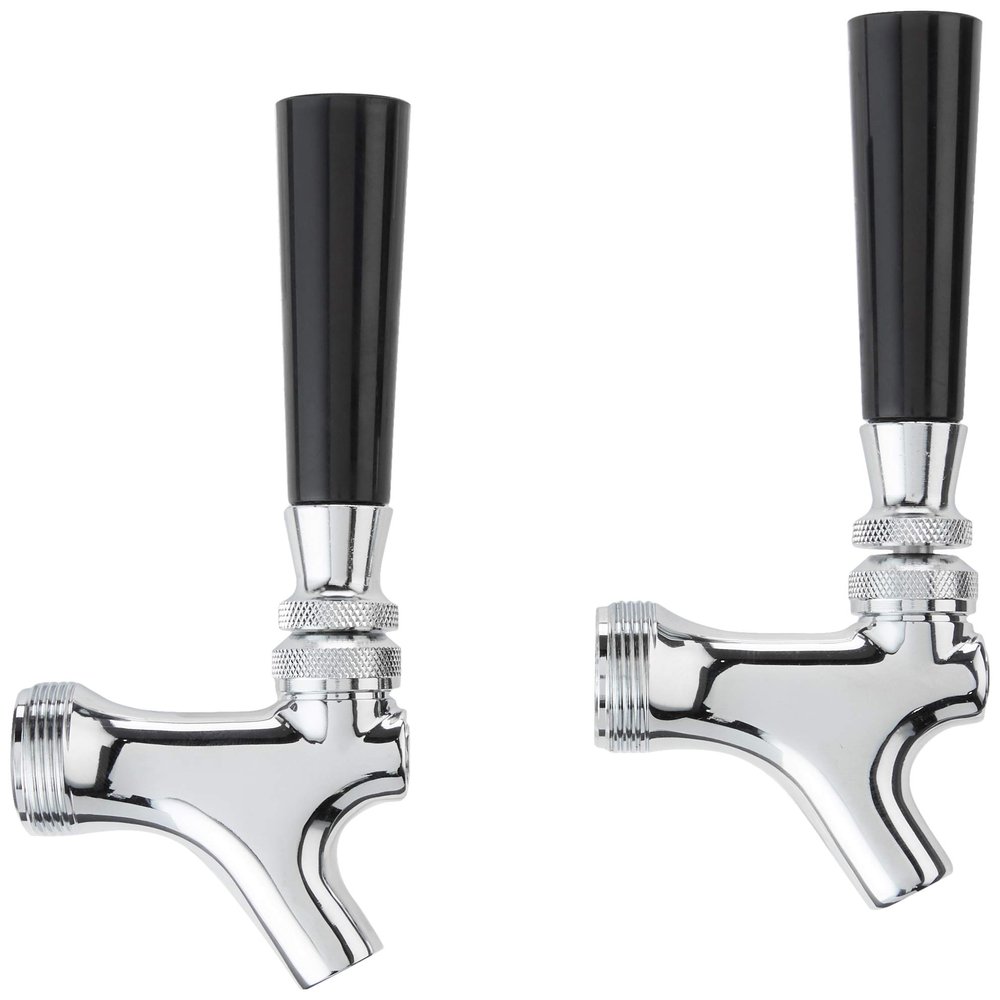 Bev Rite Beer Faucet and 4-Inch Shank Kit with Black Handle (2 Pack), Chrome