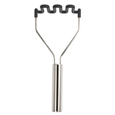 Tovolo Silicone Potato Masher Stainless Steel Handle Charcoal Gray Dishwasher Safe Heat Resistant Non Scratch Handheld Coil Wire Potato Smasher for Nonstick Pans Ergonomic Kitchen Food Prep Tool