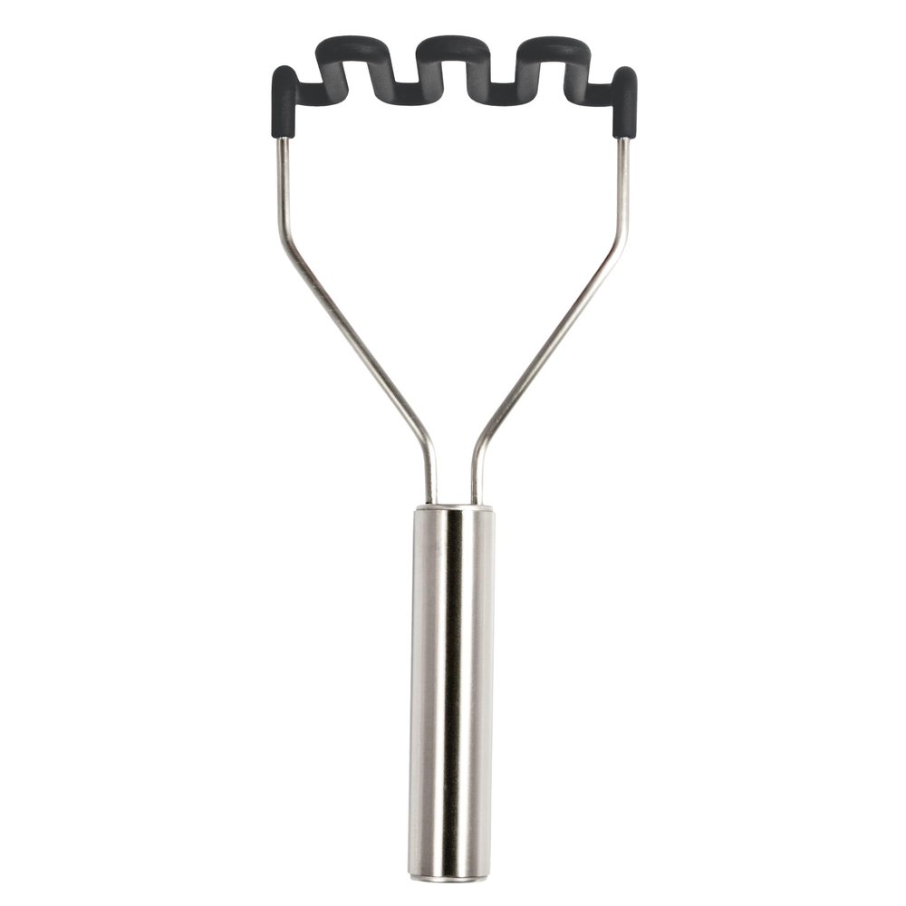 Tovolo Silicone Potato Masher Stainless Steel Handle Charcoal Gray Dishwasher Safe Heat Resistant Non Scratch Handheld Coil Wire Potato Smasher for Nonstick Pans Ergonomic Kitchen Food Prep Tool