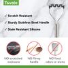 Tovolo Silicone Potato Masher Stainless Steel Handle Charcoal Gray Dishwasher Safe Heat Resistant Non Scratch Handheld Coil Wire Potato Smasher for Nonstick Pans Ergonomic Kitchen Food Prep Tool view 4