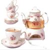 Jusalpha Vintage Porcelain Flower Series Tea Sets, Tea Cup Saucer Set with Teapot Warmer- Filter and Spoon, 16pcs in 1 set (16pcs set) view 1