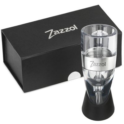 Zazzol Wine Aerator Decanter - Multi Stage Design with Gift Box - Recommended by Business Insider Luxury Aluminum Ring