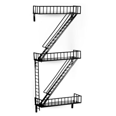 Design Ideas 3 Tier Novelty Fire Escape Steel Shelf for Storage in Bathroom, Kitchen, and Bedroom