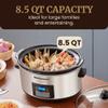 Elite Gourmet Stainless Steel Slow Cooker, Dishwasher-Safe with Tempered Glass Lid, Cool-Touch Handles, Removable Stoneware Pot, 8.5 Quart,MST-900V view 3