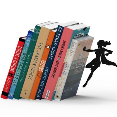 Stylish Metal Bookend in Black - Book Holder for Any Angle, Shelf, Desk, Desk - Decorative Book Organiser Book Holder - The Coolest Gift Idea (Supergal)