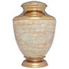 Mother of Pearl Hand Made Brass Funeral Urn - Cremation Urn for Human Ashes - Suitable for Cemetery Burial or Niche - White and Gold - Large Size fits remains of Adults up to 200 lbs view 1