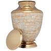 Mother of Pearl Hand Made Brass Funeral Urn - Cremation Urn for Human Ashes - Suitable for Cemetery Burial or Niche - White and Gold - Large Size fits remains of Adults up to 200 lbs view 2