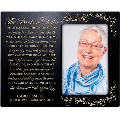 LifeSong Milestones The Broken Chain Poem Personalized in Loving Memory Custom Photo Frame Holds 4x6 Picture (Black)