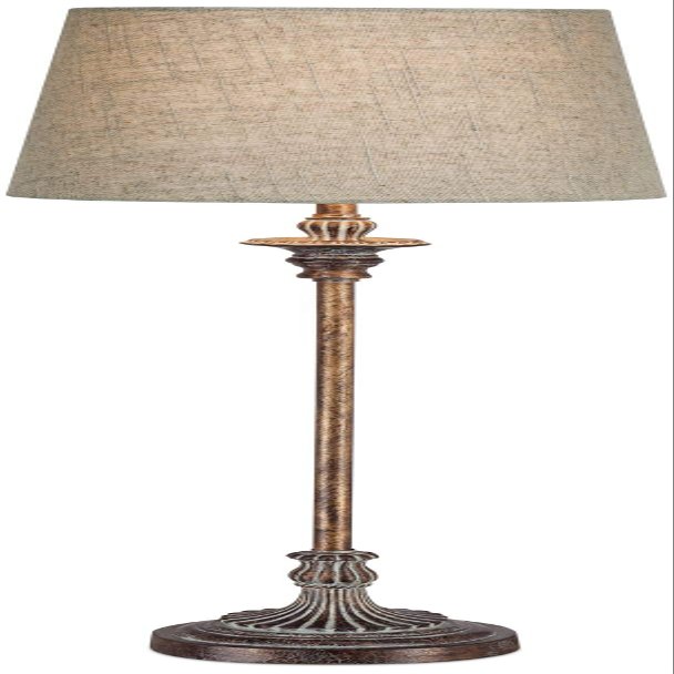 Regency Hill Bentley Traditional French Country Buffet Table Lamp 31.5" Tall Skinny Rustic Weathered Distressed Brown Linen Fabric Tapered Drum Shade Decor for Living Room House Entryway