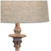 Regency Hill Bentley Traditional French Country Buffet Table Lamp 31.5" Tall Skinny Rustic Weathered Distressed Brown Linen Fabric Tapered Drum Shade Decor for Living Room House Entryway view 3