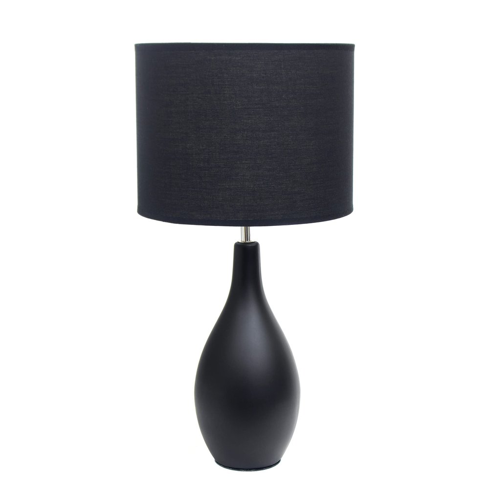 Simple Designs LT2002-BLK Oval Bowling Pin Base Ceramic Table Lamp, Black
