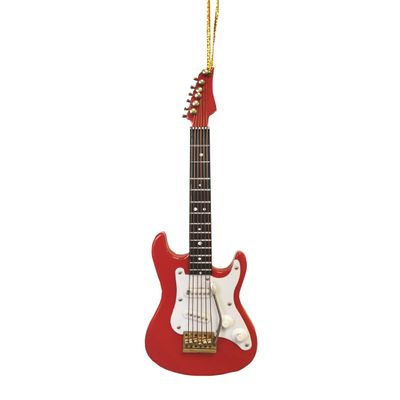 Broadway Gifts Red Electric Guitar Ornament - Replica String Instrument Christmas Ornament for Guitar Players