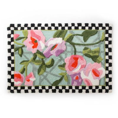 MACKENZIE-CHILDS Bath Rug, Bath Mat for Bathroom Use, Cotton Rug, 24" H x 36" W, Chelsea Garden