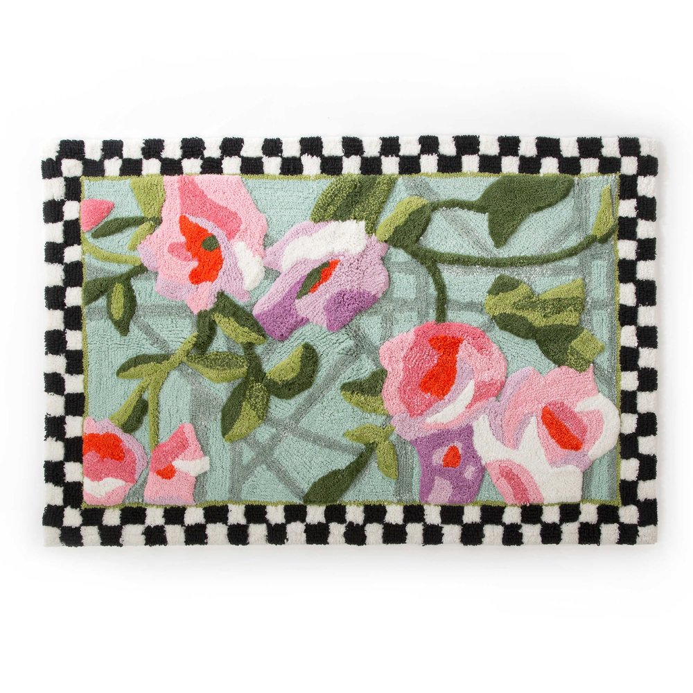 MACKENZIE-CHILDS Bath Rug, Bath Mat for Bathroom Use, Cotton Rug, 24" H x 36" W, Chelsea Garden