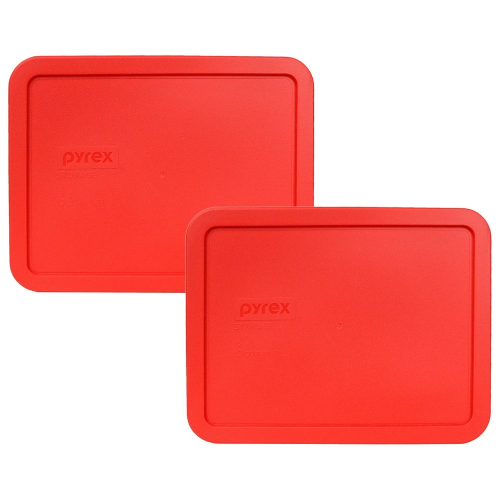 Pyrex 7211-PC 6-Cup Red Food Storage Replacement Lid (2-Pack) - Made in USA