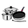 Magma 7 Piece Gourmet Nesting Stainless Steel Cookware Set with Ceramica Non-Stick, Induction Compatible, Oven Safe to 500F - Suitable for All Stovetops, Removable Handles, Stainless Steel view 1