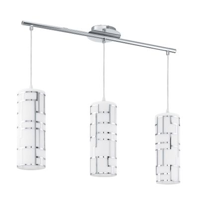 EGLO Bayman 3-Light Pendant Light Adjustable Dimmable LED Ceiling Light Fixture for Kitchen Island, Hallway, and Dining Room, White/Silver
