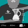 Coffee Gator Pour Over Coffee Maker - 27oz High Heat Borosilicate Glass with Reusable Stainless Steel Filter, Drip Coffee Brewer Dripper Set Carafe, 800ml Clear view 2