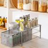 Deco Brothers Stackable Pull Out Cabinet Sliding Basket with Dividers, Large, Silver view 4