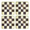 MacKenzie-Childs Square Cork-Back Coaster Set, Table Coasters for Drinks, Set of 4, Black-and-White Courtly Check view 1
