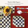 MacKenzie-Childs Square Cork-Back Coaster Set, Table Coasters for Drinks, Set of 4, Black-and-White Courtly Check view 2