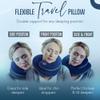 BCOZZY Travel Neck Pillow for Airplane  Patented Double Support for Head, Neck, and Chin. Best for Long Flights, Plane Sleeping, and Car Rides. Adjustable Size. Fully Washable. Carry Bag. Large, Gray view 2