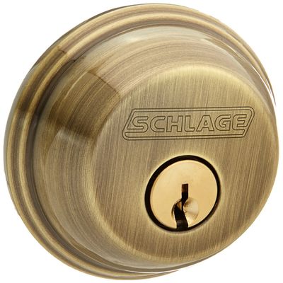 Schlage Deadbolt Single Cylinder Antique Brass Ansi Gr 2